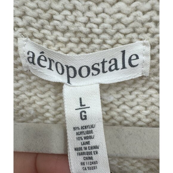 Vintage Y2K Womens Large Cropped Cardigan Cable Knit Asymmetrical Academia Prep - Picture 3 of 8